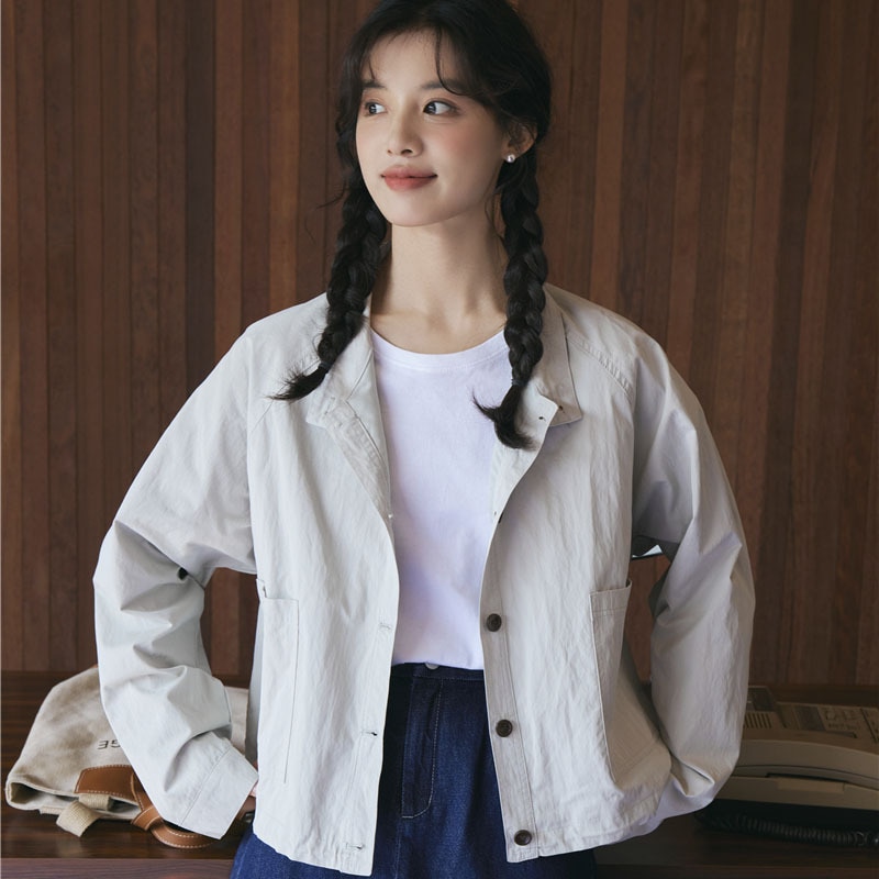 【急速発送】2025秋の新作レトロなワークジャケットゆったりハーフハイネックジャケットトップスジャケット 韓国ファッション秋の万能アイテム