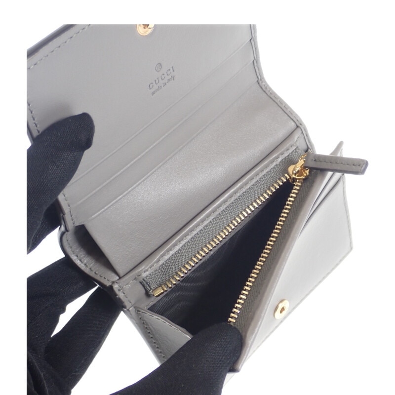 GGマトラッセ ウォレット 723786_UM8IG カードケース グレー ゴールド金具 レディース【SAランク】 GGマトラッセ ウォレット 723786_UM8IG カードケース グレー ゴールド金具 レディース【SAランク】