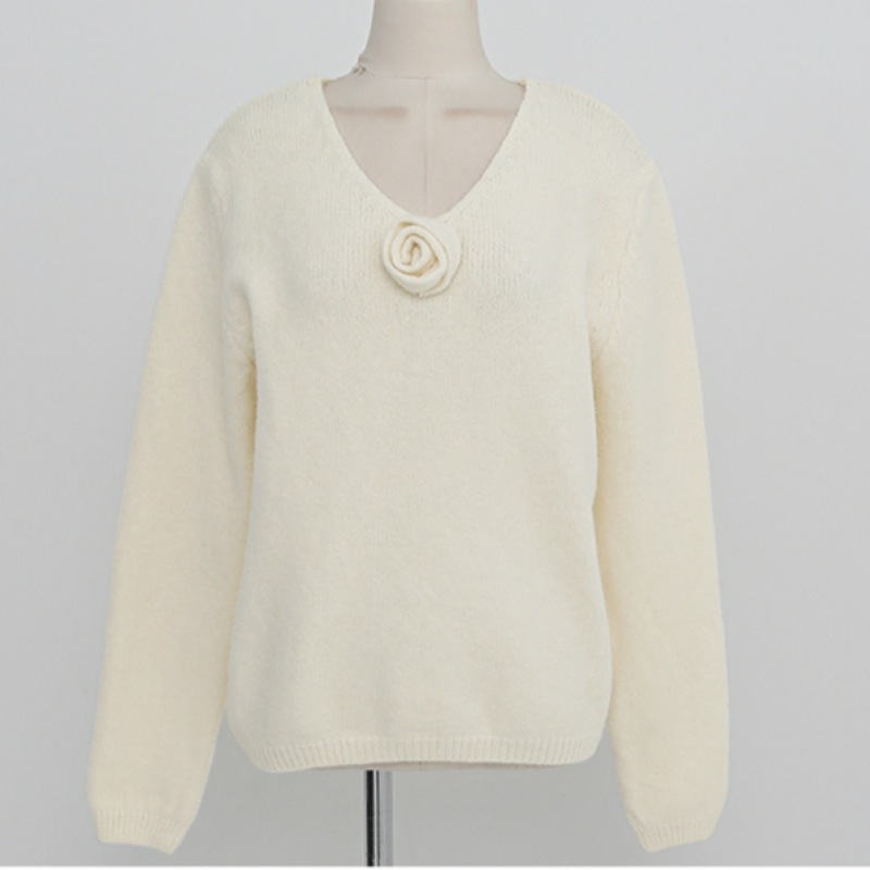 Click & Funny Mule ローズウールネックニット Click & Funny Mule ローズウールネックニット