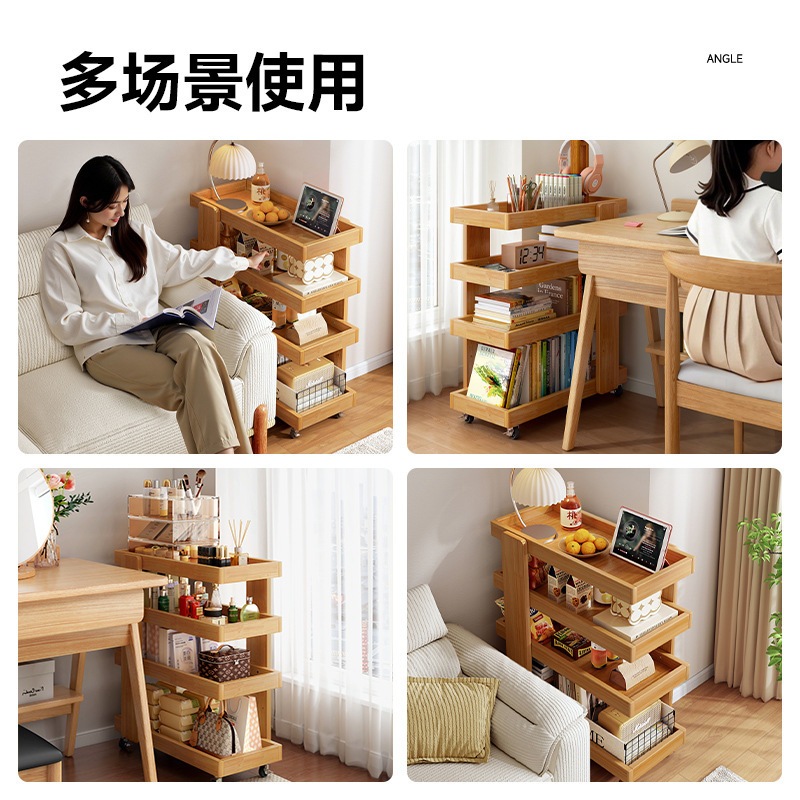 ソリッドウッドスリットスリットストレージラックウルトラシンの狭い可動トロリーホームホームリビングルーム多機能ストレージラック ソリッドウッドスリットスリットストレージラックウルトラシンの狭い可動トロリーホームホームリビングルーム多機能ストレージラック