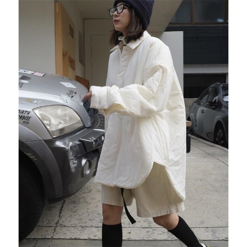 中綿ジャケット レディース ゆったり ダウンシャツ ダウンジャケット アウター 冬 防寒 プルオーバ