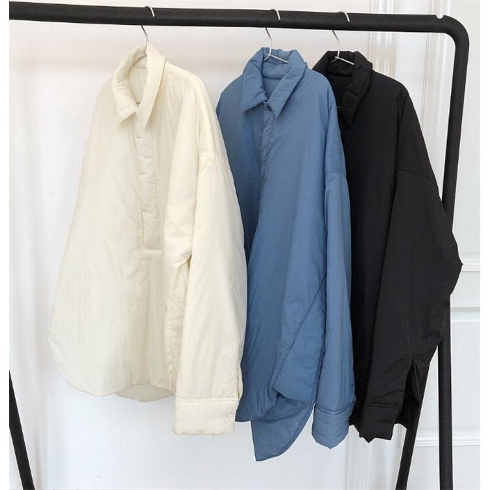 中綿ジャケット レディース ゆったり ダウンシャツ ダウンジャケット アウター 冬 防寒 プルオーバ