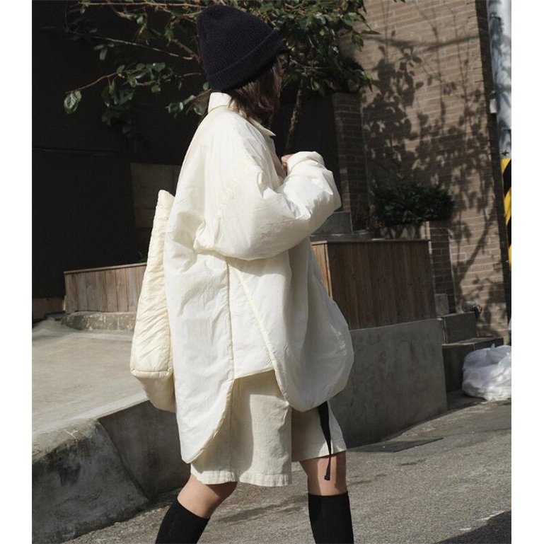 中綿ジャケット レディース ゆったり ダウンシャツ ダウンジャケット アウター 冬 防寒 プルオーバ