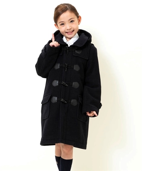 キッズ 子供 アウターファスナー付きウール混ダッフルコート（男の子　女の子　子供服　ジュニア服） 紺
