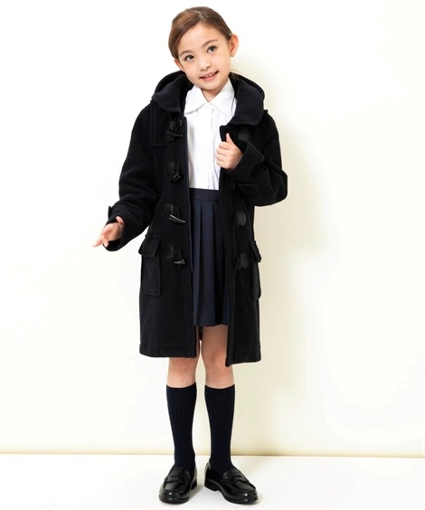 キッズ 子供 アウターファスナー付きウール混ダッフルコート（男の子　女の子　子供服　ジュニア服） 紺