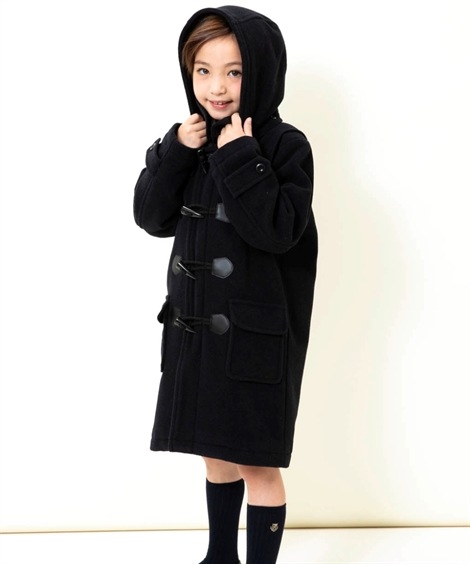 キッズ 子供 アウターファスナー付きウール混ダッフルコート（男の子　女の子　子供服　ジュニア服） 紺