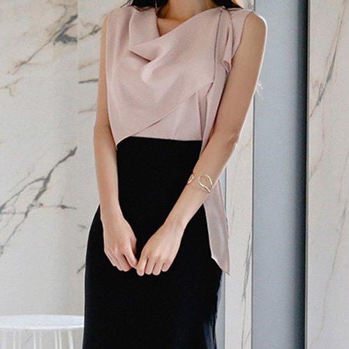 キャバドレス ナイトドレス ミディアムドレス セットアップ ツーピース フレア Aライン ハイウエスト ノースリーブ シフォン ドレープ レディース グラシア