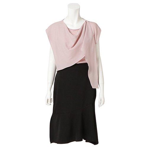 キャバドレス ナイトドレス ミディアムドレス セットアップ ツーピース フレア Aライン ハイウエスト ノースリーブ シフォン ドレープ レディース グラシア