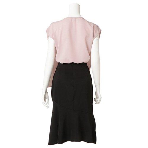 キャバドレス ナイトドレス ミディアムドレス セットアップ ツーピース フレア Aライン ハイウエスト ノースリーブ シフォン ドレープ レディース グラシア