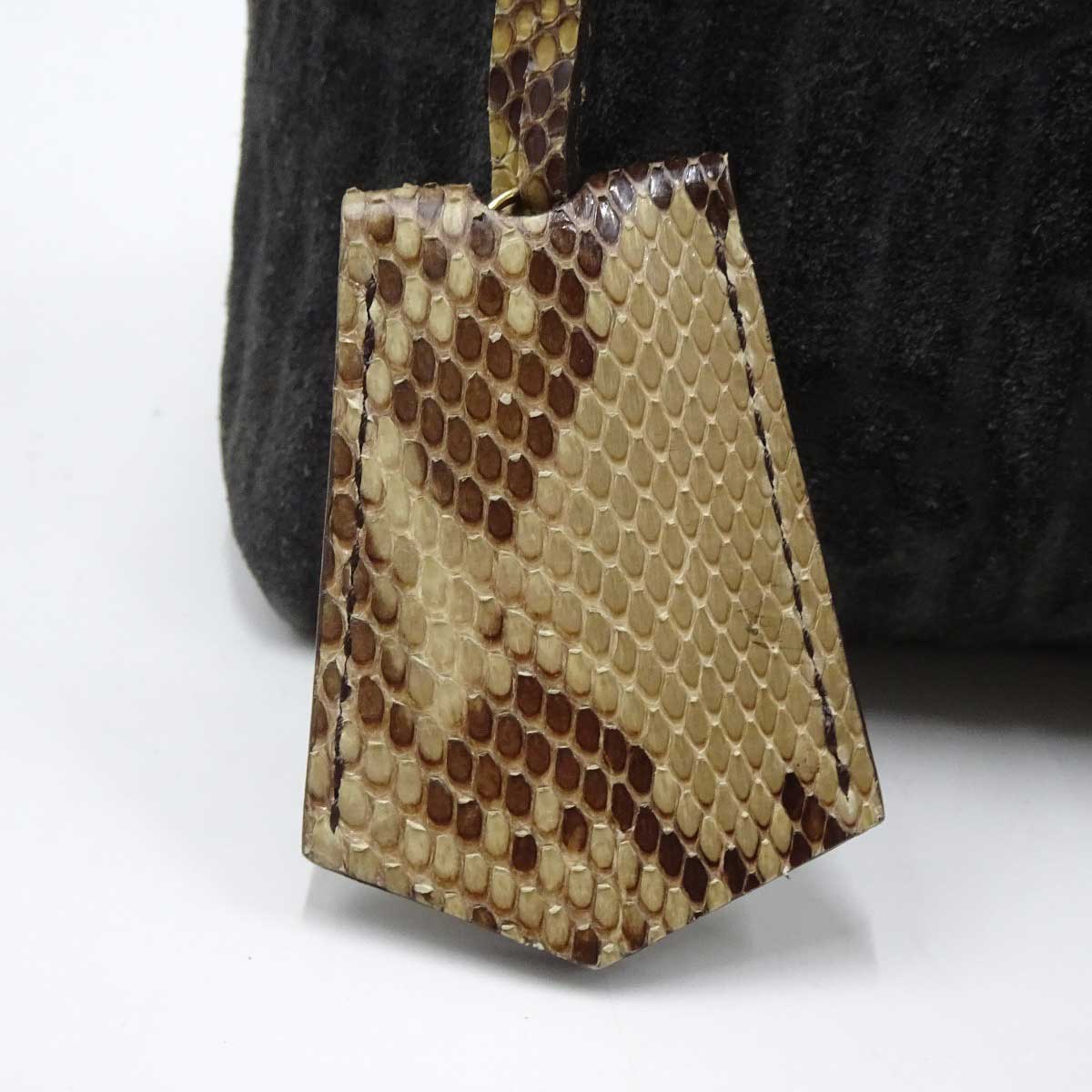【中古】ルイ・ヴィトン ウィスパーGM ハンドバッグ スエード パイソン モノグラム ブラック系 M95811 Louis Vuitton