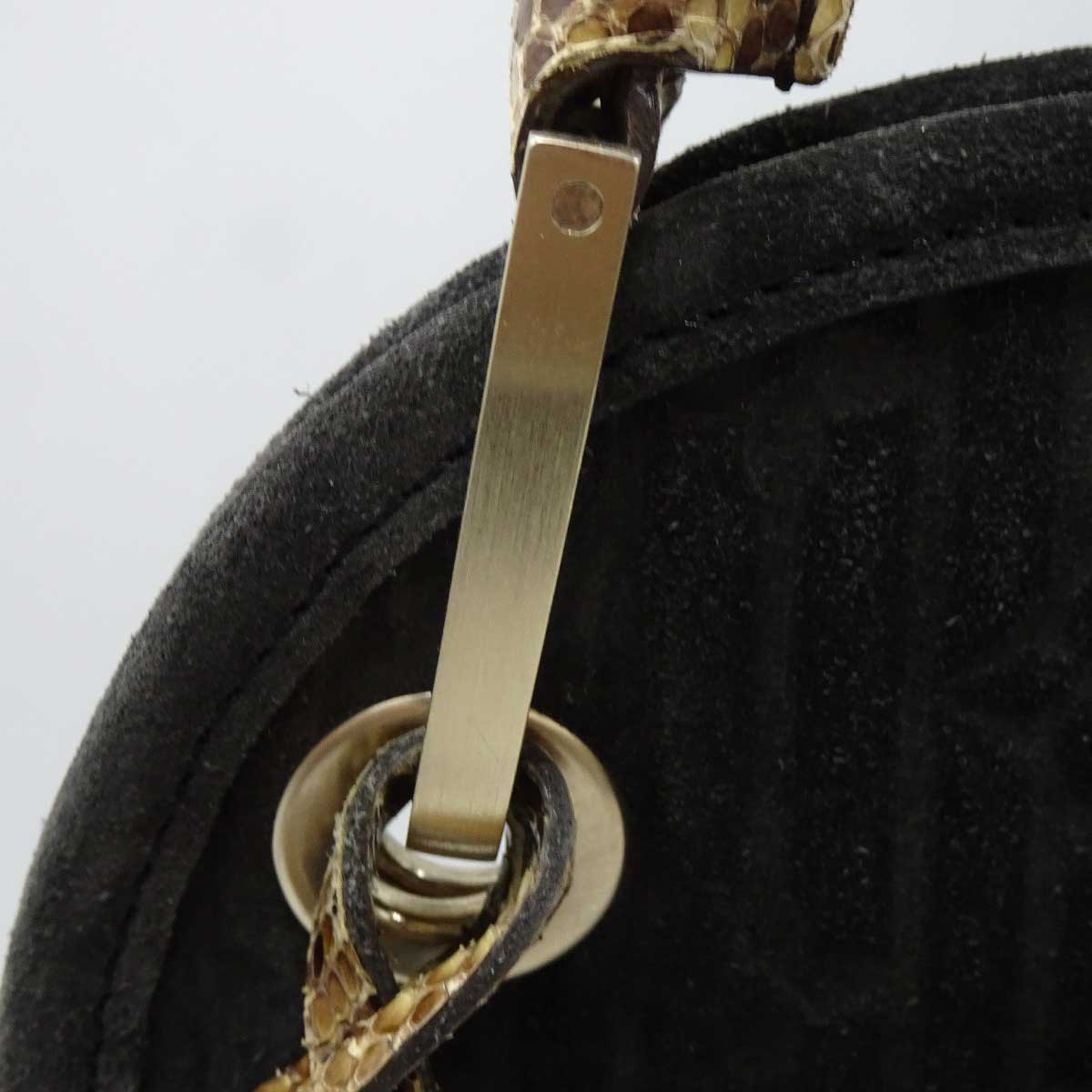 【中古】ルイ・ヴィトン ウィスパーGM ハンドバッグ スエード パイソン モノグラム ブラック系 M95811 Louis Vuitton
