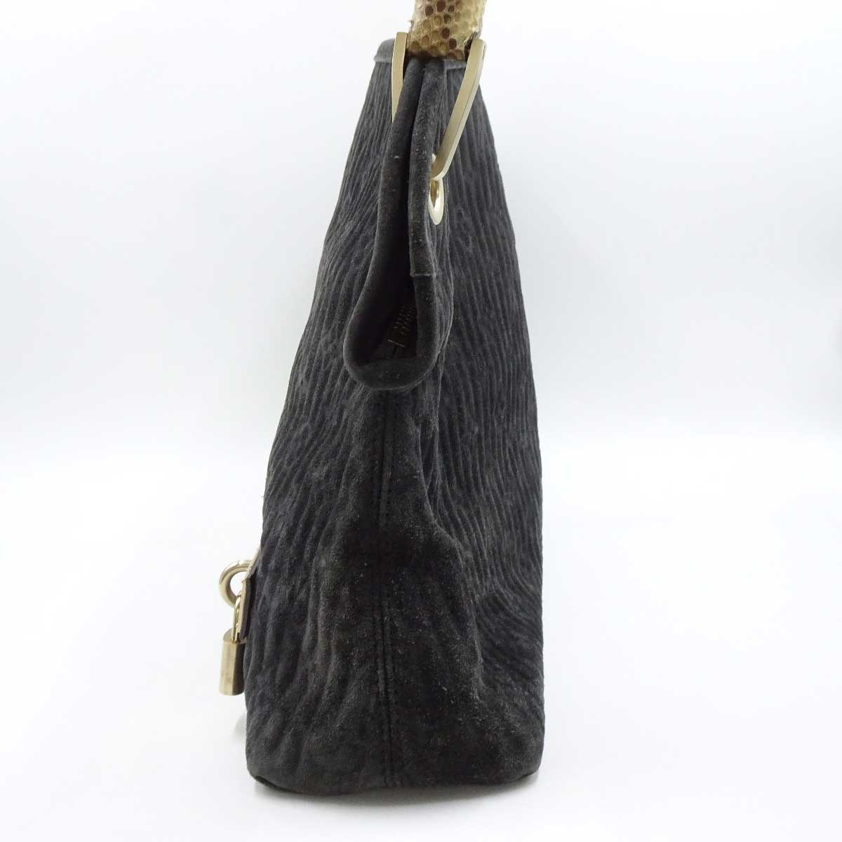 【中古】ルイ・ヴィトン ウィスパーGM ハンドバッグ スエード パイソン モノグラム ブラック系 M95811 Louis Vuitton
