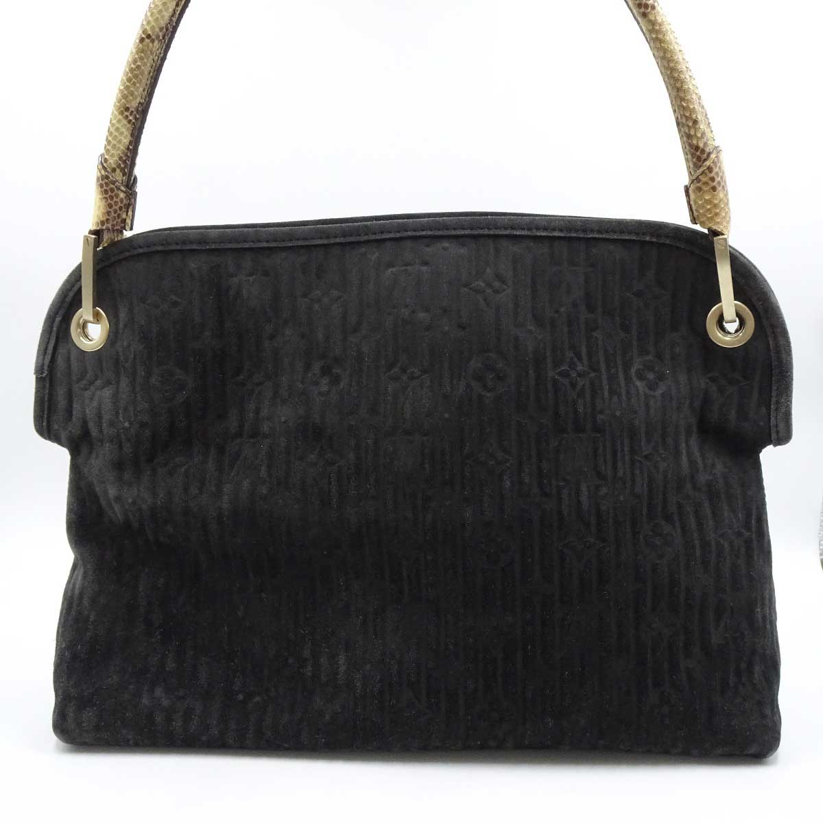 【中古】ルイ・ヴィトン ウィスパーGM ハンドバッグ スエード パイソン モノグラム ブラック系 M95811 Louis Vuitton