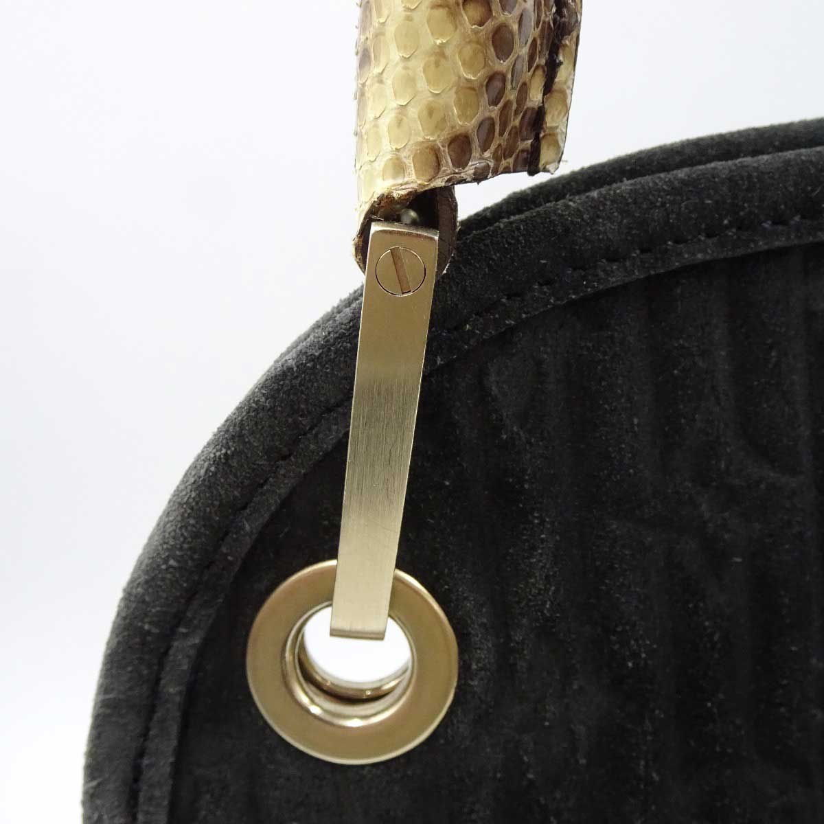 【中古】ルイ・ヴィトン ウィスパーGM ハンドバッグ スエード パイソン モノグラム ブラック系 M95811 Louis Vuitton
