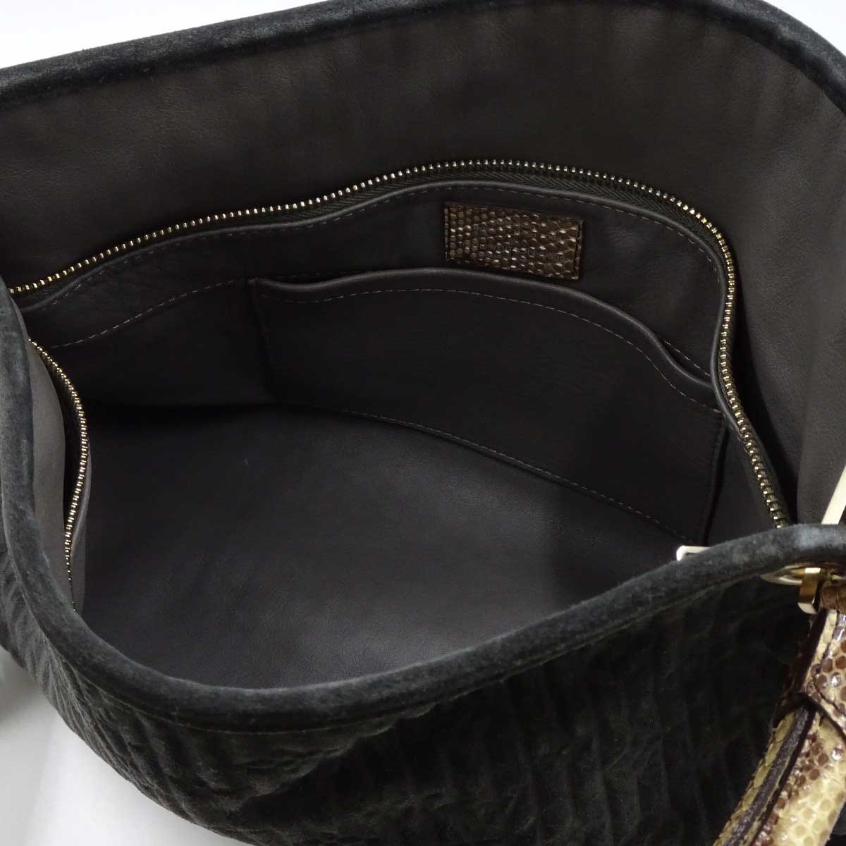 【中古】ルイ・ヴィトン ウィスパーGM ハンドバッグ スエード パイソン モノグラム ブラック系 M95811 Louis Vuitton