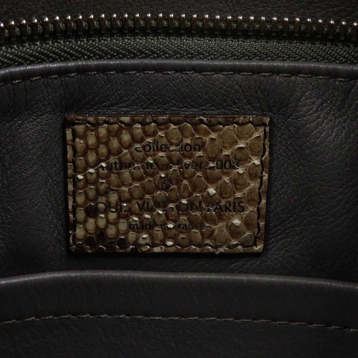 【中古】ルイ・ヴィトン ウィスパーGM ハンドバッグ スエード パイソン モノグラム ブラック系 M95811 Louis Vuitton