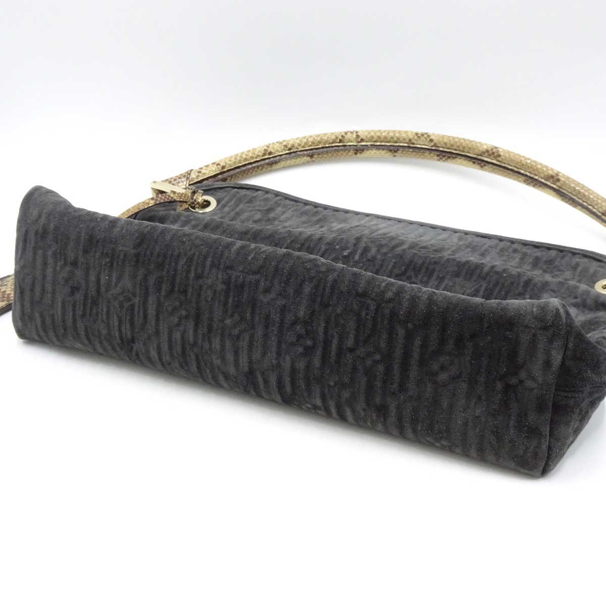 【中古】ルイ・ヴィトン ウィスパーGM ハンドバッグ スエード パイソン モノグラム ブラック系 M95811 Louis Vuitton