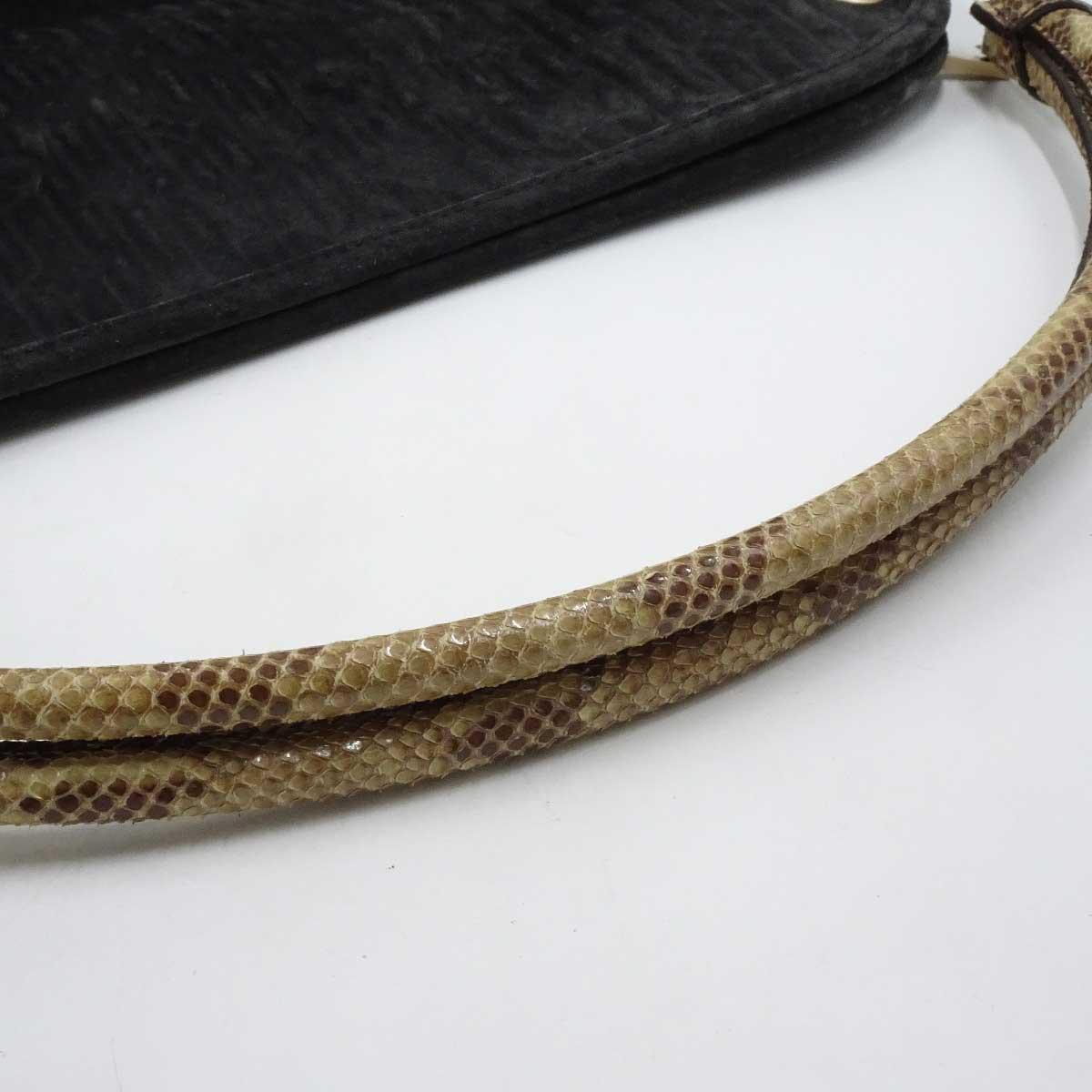 【中古】ルイ・ヴィトン ウィスパーGM ハンドバッグ スエード パイソン モノグラム ブラック系 M95811 Louis Vuitton