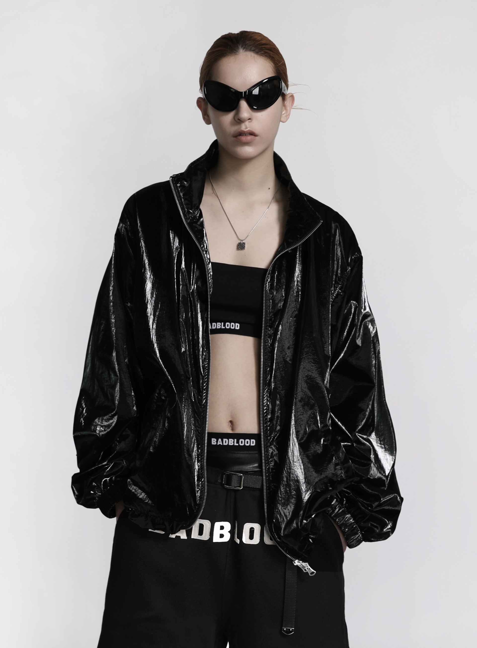 ★BADBLOOD ★PRINTED LOGO NYLON TRACK JACKET ☆BADBLOOD ☆PRINTED LOGO NYLON TRACK JACKET