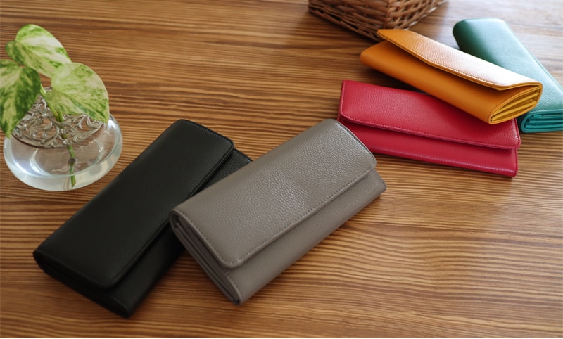 ]レザーギャルソン長財布 牛革シュリンク本革 ロングウォレット 小銭が見やすい シンプル 使いやすい プレゼントにも