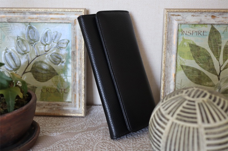 ]レザーギャルソン長財布 牛革シュリンク本革 ロングウォレット 小銭が見やすい シンプル 使いやすい プレゼントにも