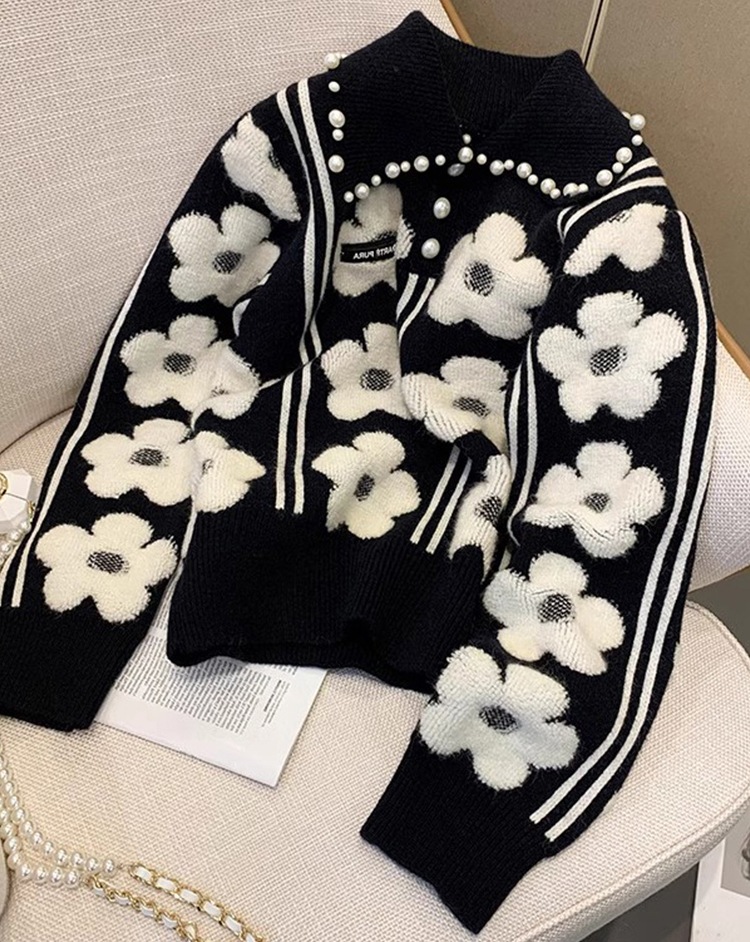 花柄ニットセーター レディース トップス 長袖 大人可愛い カジュアル 秋 冬 通勤 お出かけ 休日 ショッピング カフェ 楽ちん 暖かい S M L XL 2XL ブラック 花柄ニットセーター レディース トップス 長袖 大人可愛い カジュアル 秋 冬 通勤 お出かけ 休日 ショッピング カフェ 楽ちん 暖かい S M L XL 2XL ブラック