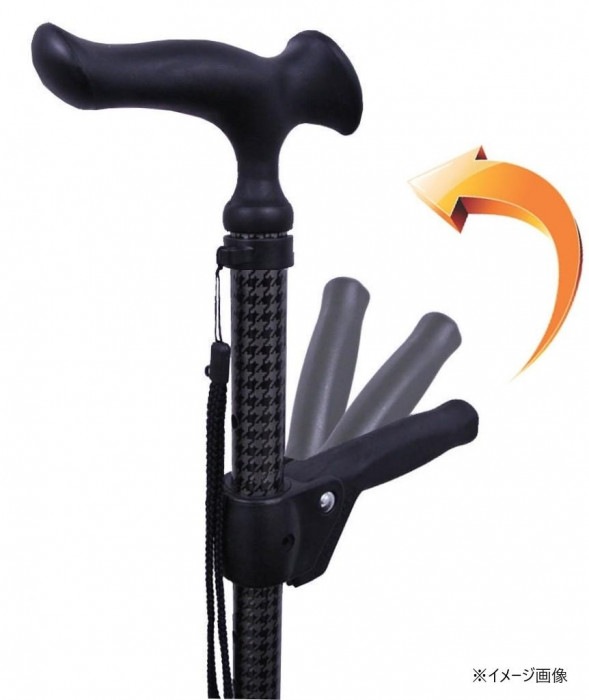 フジホーム ステッキ 杖 かるがもオム 補助グリップ付 千鳥格子 (受注生産品) WB3830 フジホーム ステッキ 杖 かるがもオム 補助グリップ付 千鳥格子 (受注生産品) WB3830