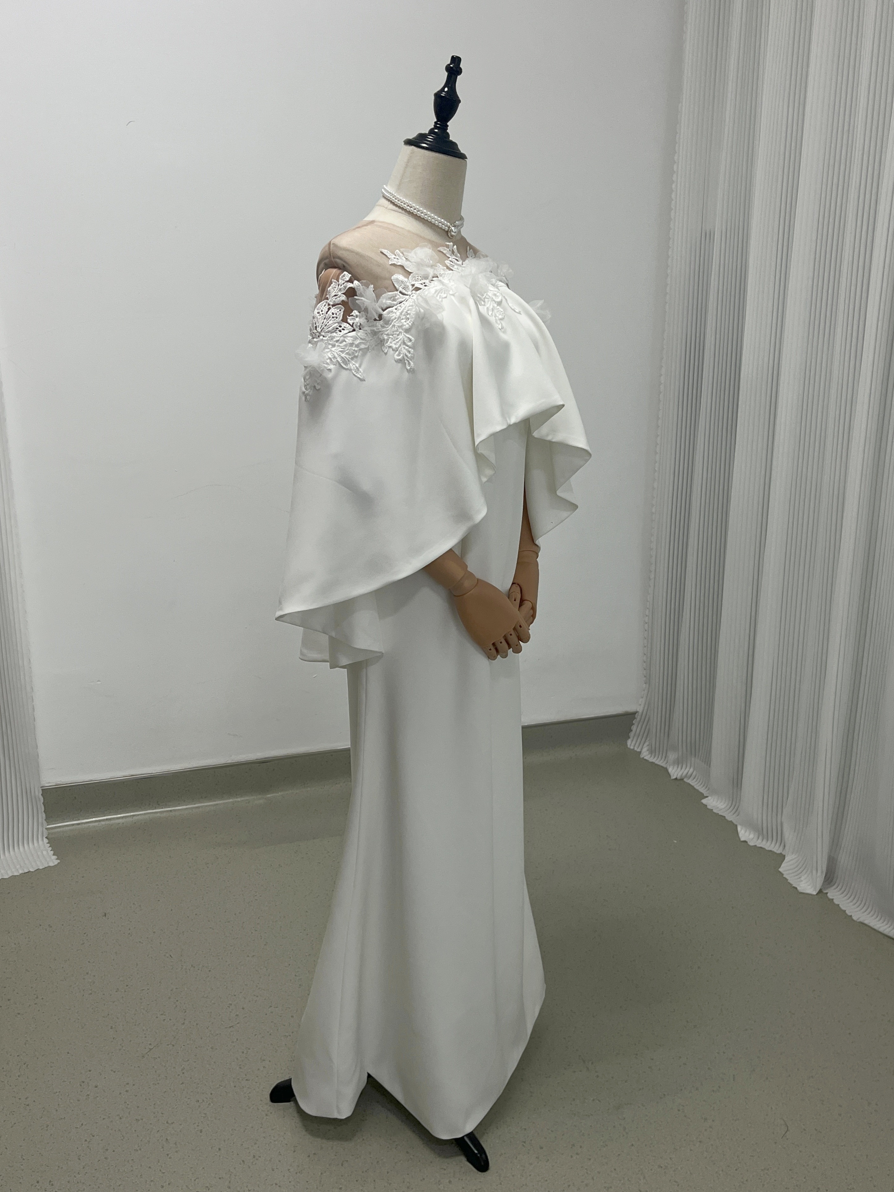 エレガント パーティードレス 花モチーフ レース オフショルダー ファスナー 2次会/合コン