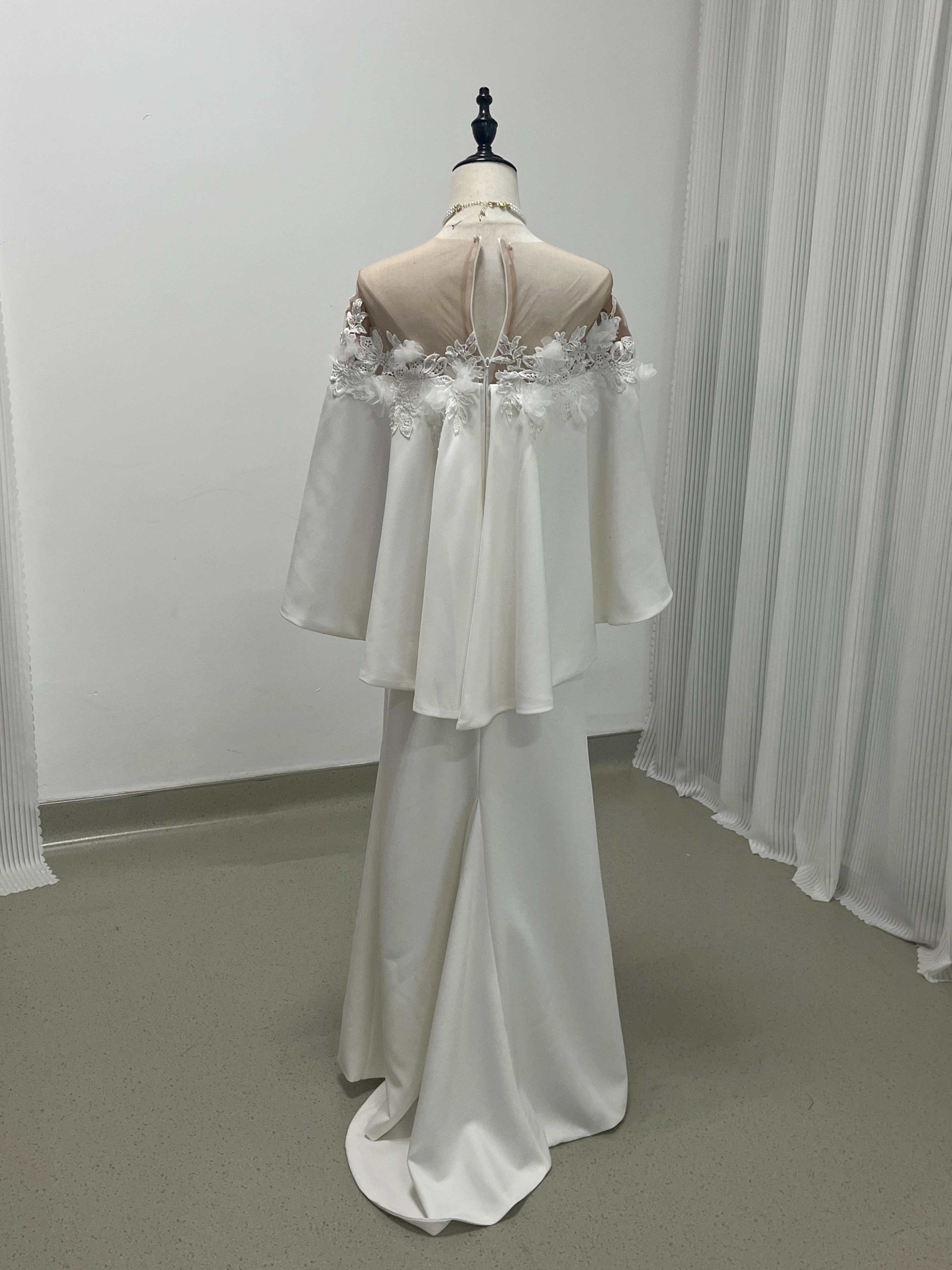 エレガント パーティードレス 花モチーフ レース オフショルダー ファスナー 2次会/合コン