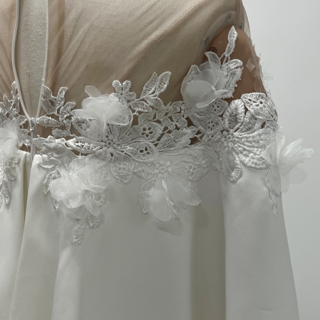 エレガント パーティードレス 花モチーフ レース オフショルダー ファスナー 2次会/合コン