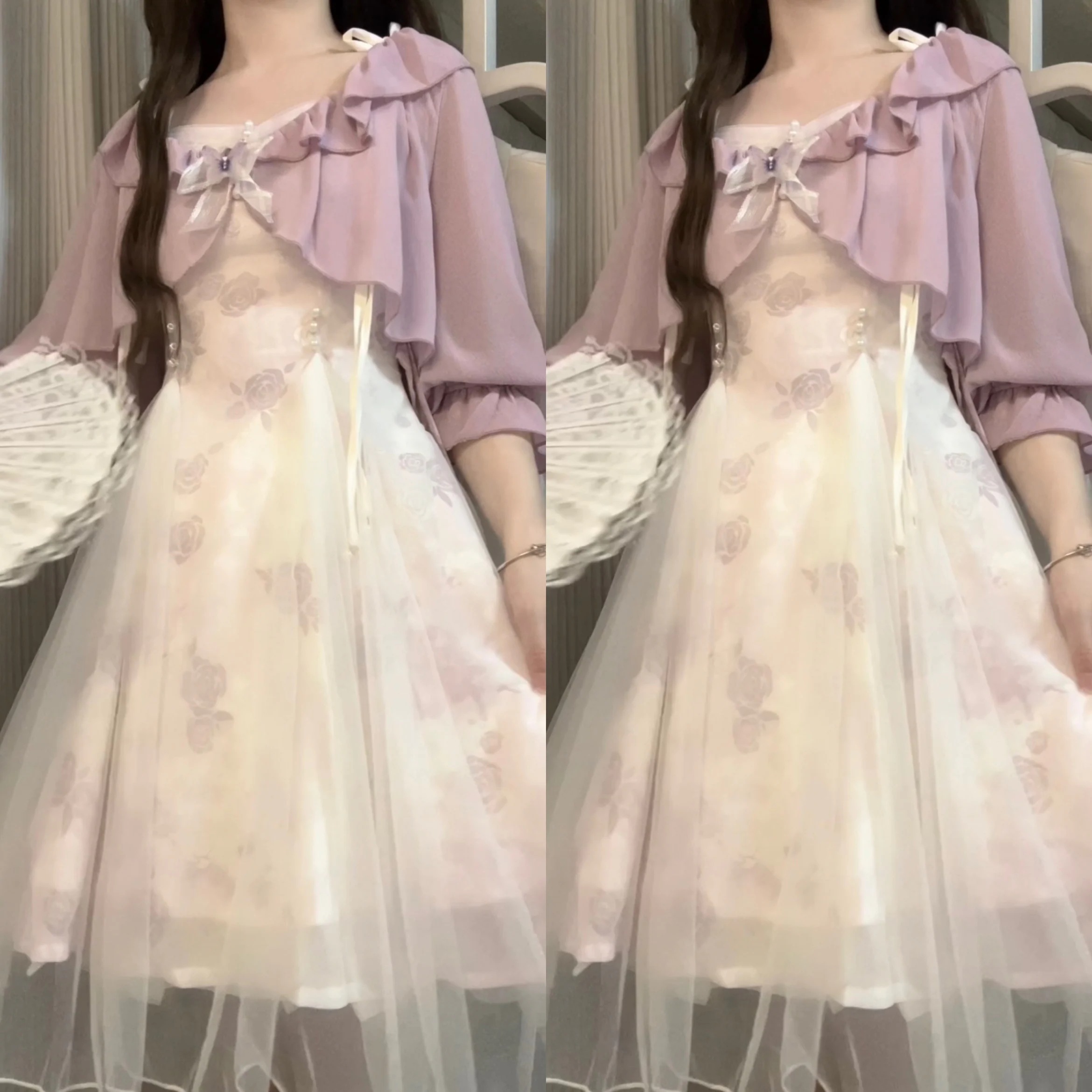 正規品デザイン薔薇夢境新韓国cos要素ストラップワンピースジャケットセット 正規品デザイン薔薇夢境新韓国cos要素ストラップワンピースジャケットセット