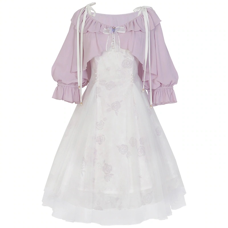 正規品デザイン薔薇夢境新韓国cos要素ストラップワンピースジャケットセット 正規品デザイン薔薇夢境新韓国cos要素ストラップワンピースジャケットセット