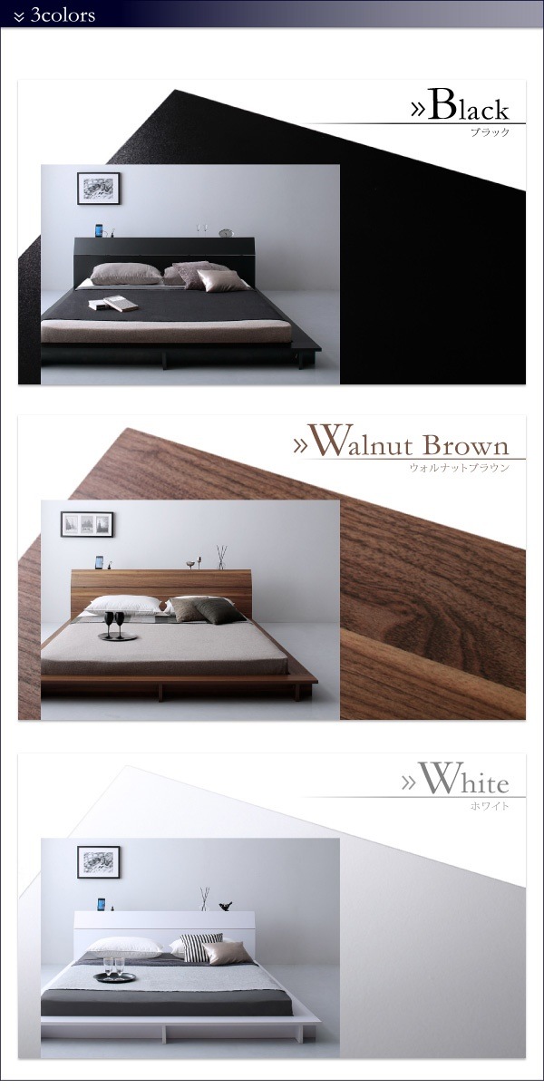 棚/4口コンセント付き デザインフロアローベッド [Douce]デュース [プレミアムボンネルコイルマットレス付き] ダブル [フレーム色]ホワイト [マットレス色]ホワイト