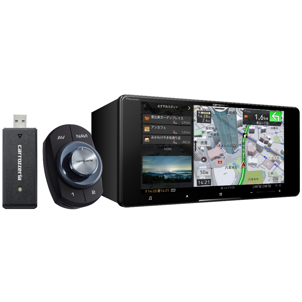 パイオニア 7V型HD/TV/DVD/CD/Bluetooth/USB/SD/チューナー・AV一体型メモリーナビゲーション ネットワークスティックセット AVICCW9124DC