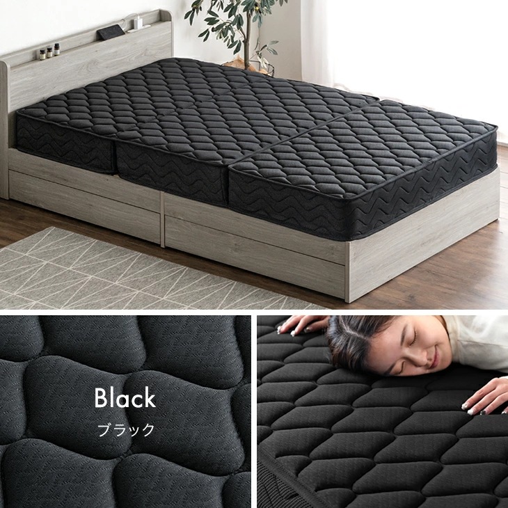 マットレス 三つ折り シングル セミダブル ダブル 折りたたみ 圧縮 高反発 ボンネルコイル ウレタン 折りたたみマットレス スプリングマット ベッドマット おしゃれ