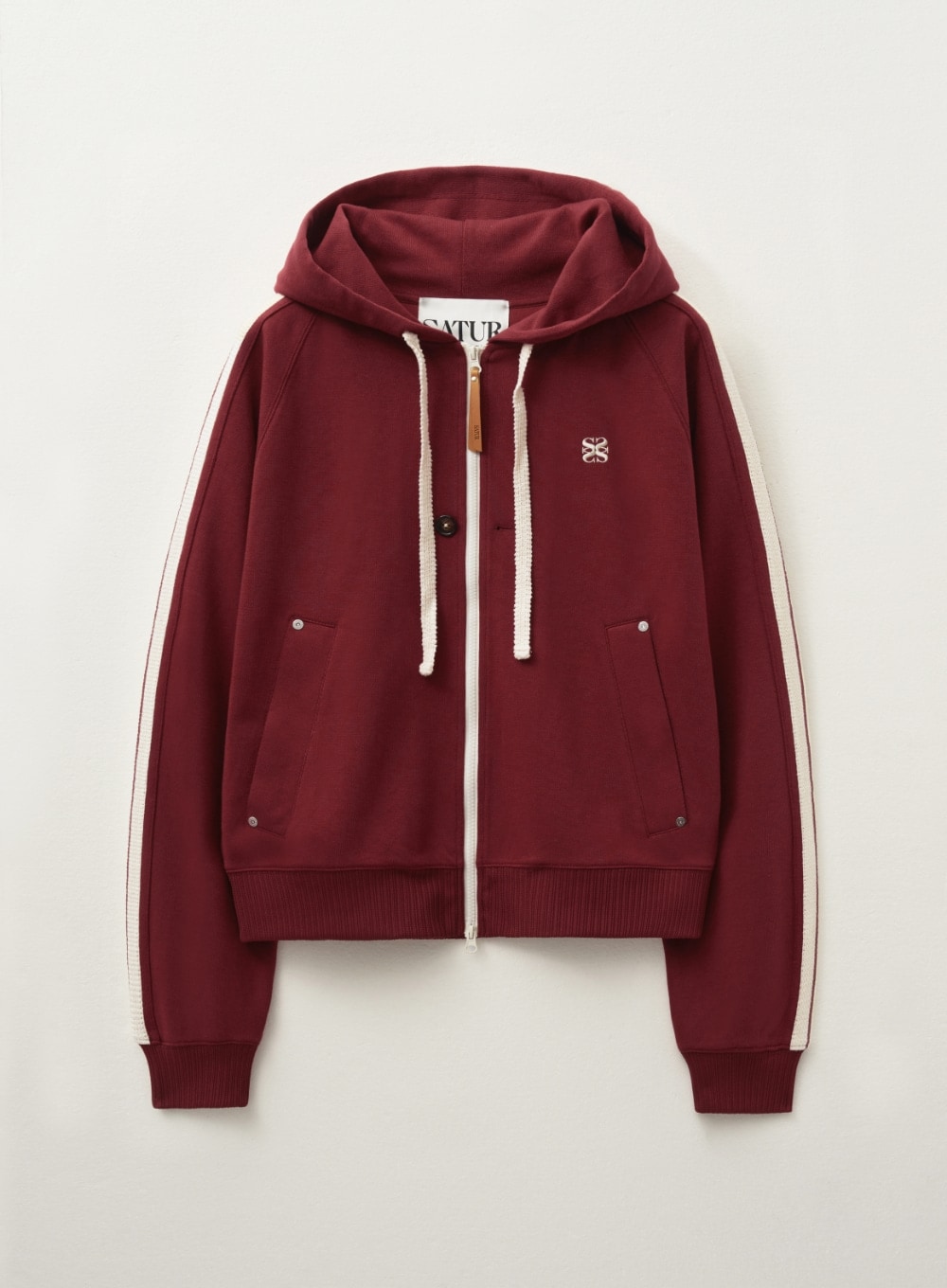 SATUR】 LAWTON LOOSE FIT HOOD ZIP-UP : BURGUNDY SATUR】 LAWTON LOOSE FIT HOOD ZIP-UP : BURGUNDY