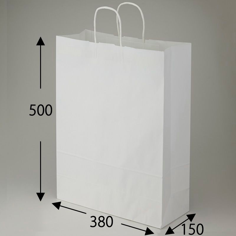 （まとめ買い）シモジマ HEIKO 手提げ紙袋 25チャームバッグ 25CB カスタムB 晒白無地 50枚 幅380xマチ150x高500mm 003280411 [x3セット]