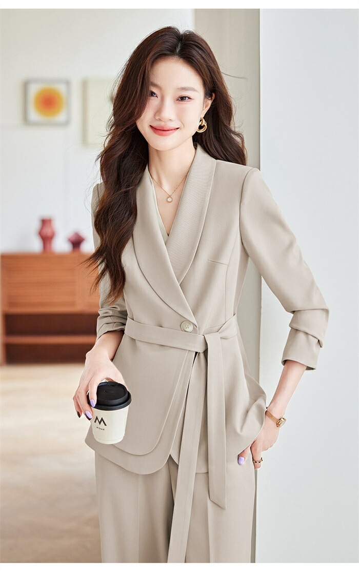 お買い得パンツスーツ レディース スーツ セットアップ パンツスーツ 卒業式 セレモニー フォーマル ベルト付き ジャケット ワイドパンツ ママコーデ ゆったり ビジネス エレガント 通勤 OL 女性