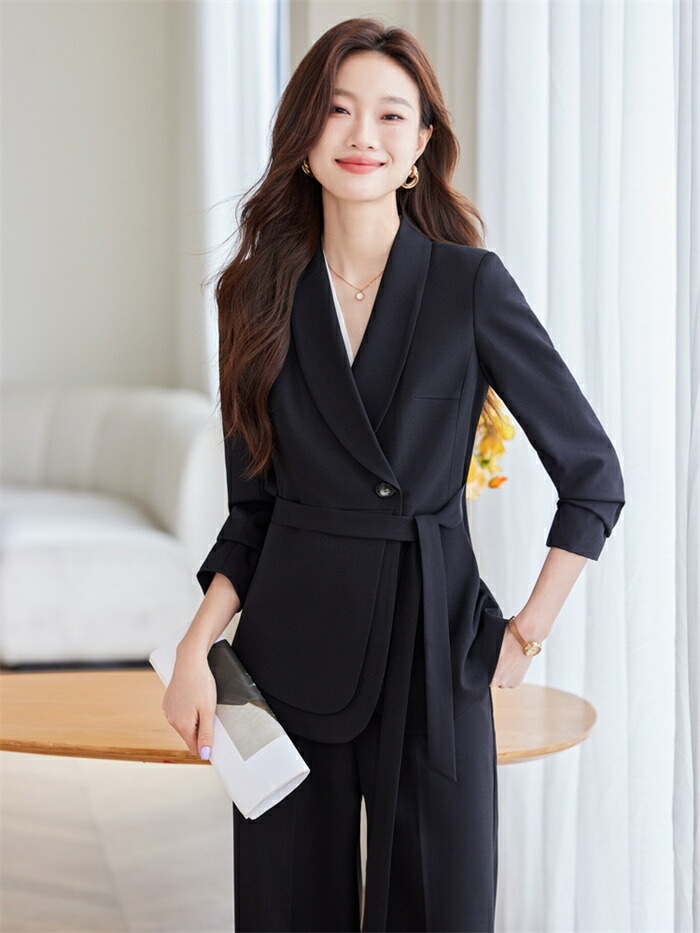 お買い得パンツスーツ レディース スーツ セットアップ パンツスーツ 卒業式 セレモニー フォーマル ベルト付き ジャケット ワイドパンツ ママコーデ ゆったり ビジネス エレガント 通勤 OL 女性