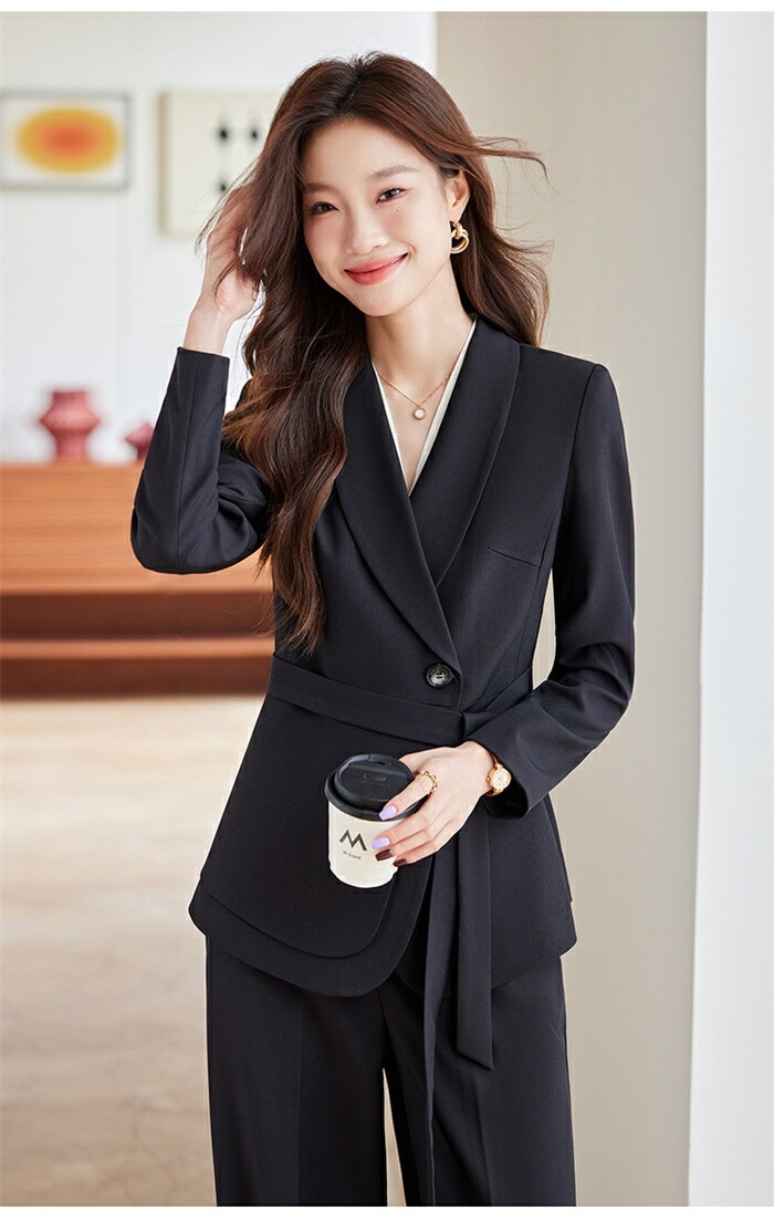 お買い得パンツスーツ レディース スーツ セットアップ パンツスーツ 卒業式 セレモニー フォーマル ベルト付き ジャケット ワイドパンツ ママコーデ ゆったり ビジネス エレガント 通勤 OL 女性