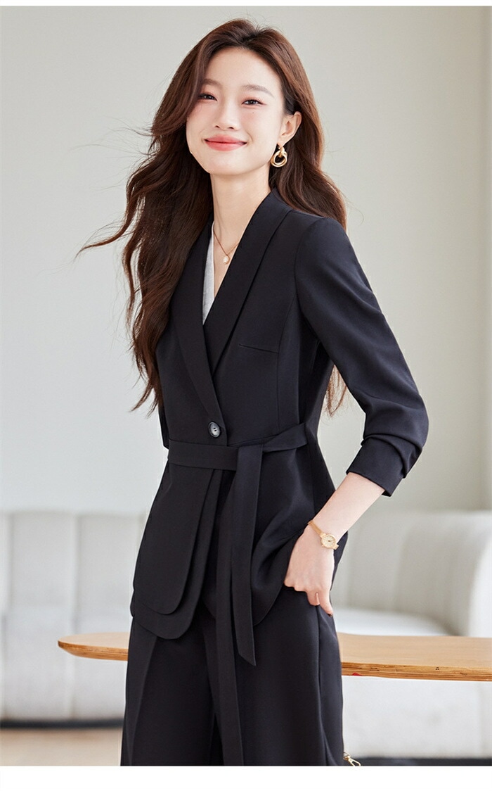 お買い得パンツスーツ レディース スーツ セットアップ パンツスーツ 卒業式 セレモニー フォーマル ベルト付き ジャケット ワイドパンツ ママコーデ ゆったり ビジネス エレガント 通勤 OL 女性