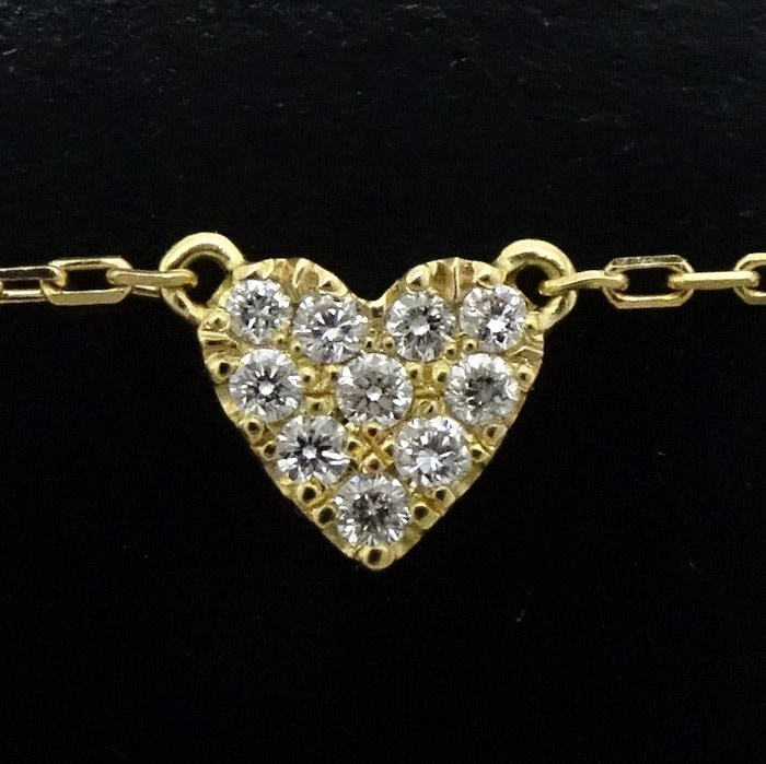 ハート ネックレス ダイヤモンド0.05ct K18YG イエローゴールド/291838【中古】