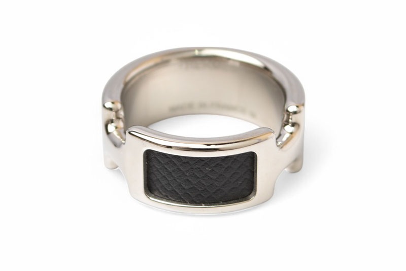 リング/指輪 オランプ レザー/メタル Mサイズ/約13号 ブラック/シルバー アクセサリー リング/指輪 オランプ レザー/メタル Mサイズ/約13号 ブラック/シルバー アクセサリー