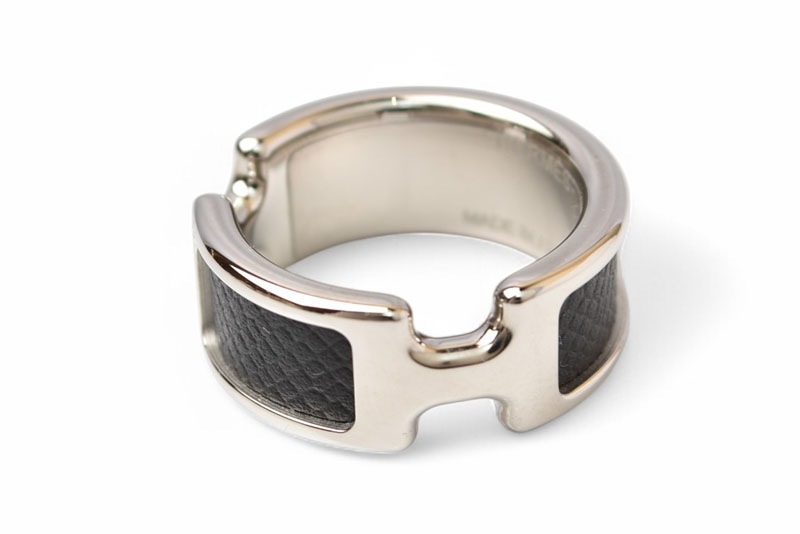 リング/指輪 オランプ レザー/メタル Mサイズ/約13号 ブラック/シルバー アクセサリー リング/指輪 オランプ レザー/メタル Mサイズ/約13号 ブラック/シルバー アクセサリー