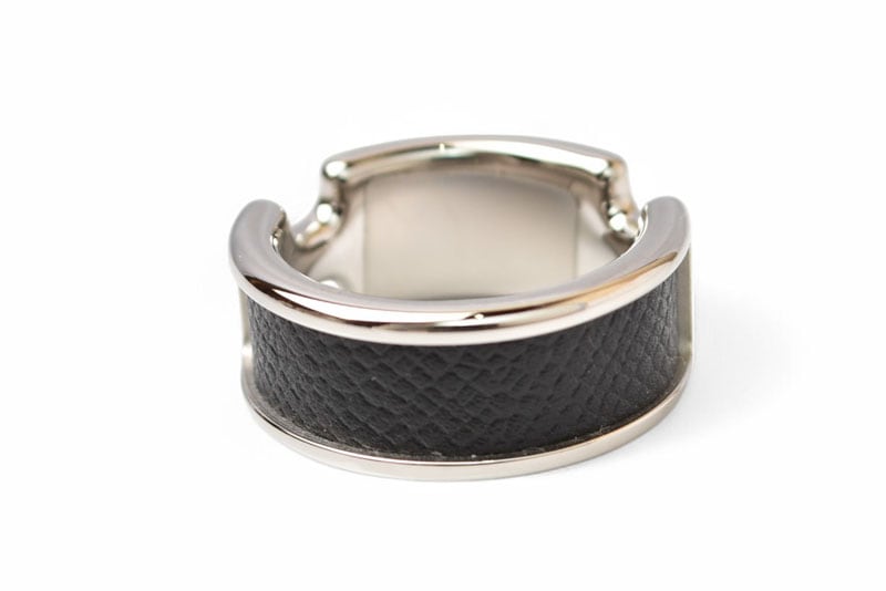 リング/指輪 オランプ レザー/メタル Mサイズ/約13号 ブラック/シルバー アクセサリー リング/指輪 オランプ レザー/メタル Mサイズ/約13号 ブラック/シルバー アクセサリー
