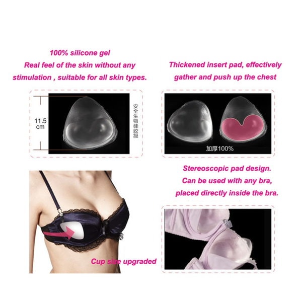 1 Pair Bikini Bra Insert Silicone Triangle Pads Breast Enhancer Swimsuit  Push-up