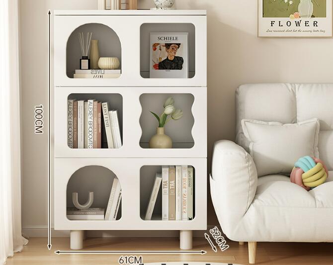 クリーム風本棚 リビングルーム 収納ディスプレイキャビネット洞穴棚大人気　多機能収納