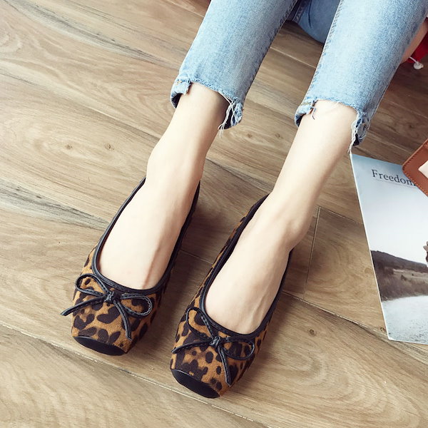 Qoo10] レオパード柄 フラットシューズ 豹柄 バ