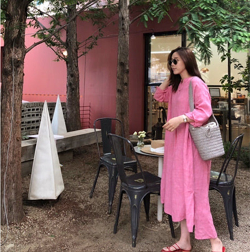 ワンピース レディース シャツワンピ リゾートワンピ スキッパーシャツ 膝下 マキシ丈 袖あり 長袖 スタンドカラー リネン 綿 夏 春 秋 無地 カジュアル シンプル グレージュ ピンク XL ワンピース レディース シャツワンピ リゾートワンピ スキッパーシャツ 膝下 マキシ丈 袖あり 長袖 スタンドカラー リネン 綿 夏 春 秋 無地 カジュアル シンプル グレージュ ピンク XL