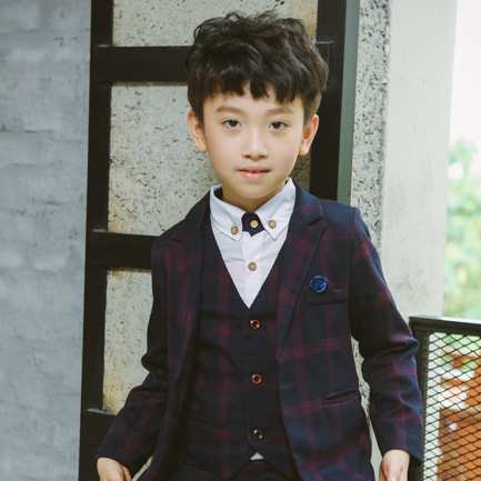 【即納】フォーマルスーツ 上下セット タキシード 男の子 スーツ キッズ 子供 3点セット ベスト チェック柄 入学式 入園式 七五三 結婚式 発表会